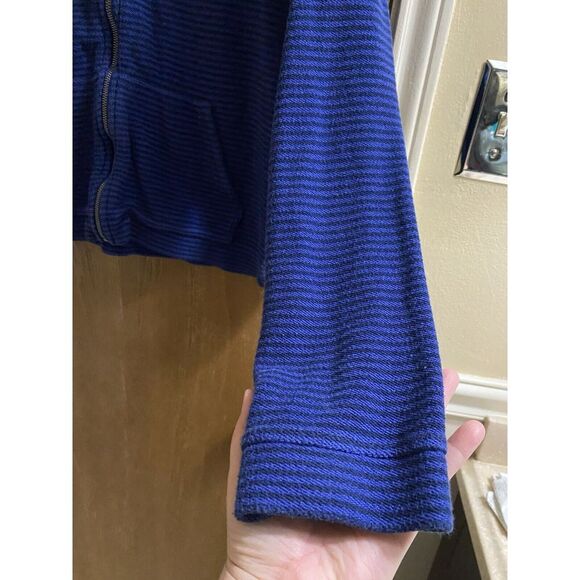 Vineyard Vines 100% Cotton Blue Striped Full Zip Jacket Women's Size M Logo - Picture 7 of 14